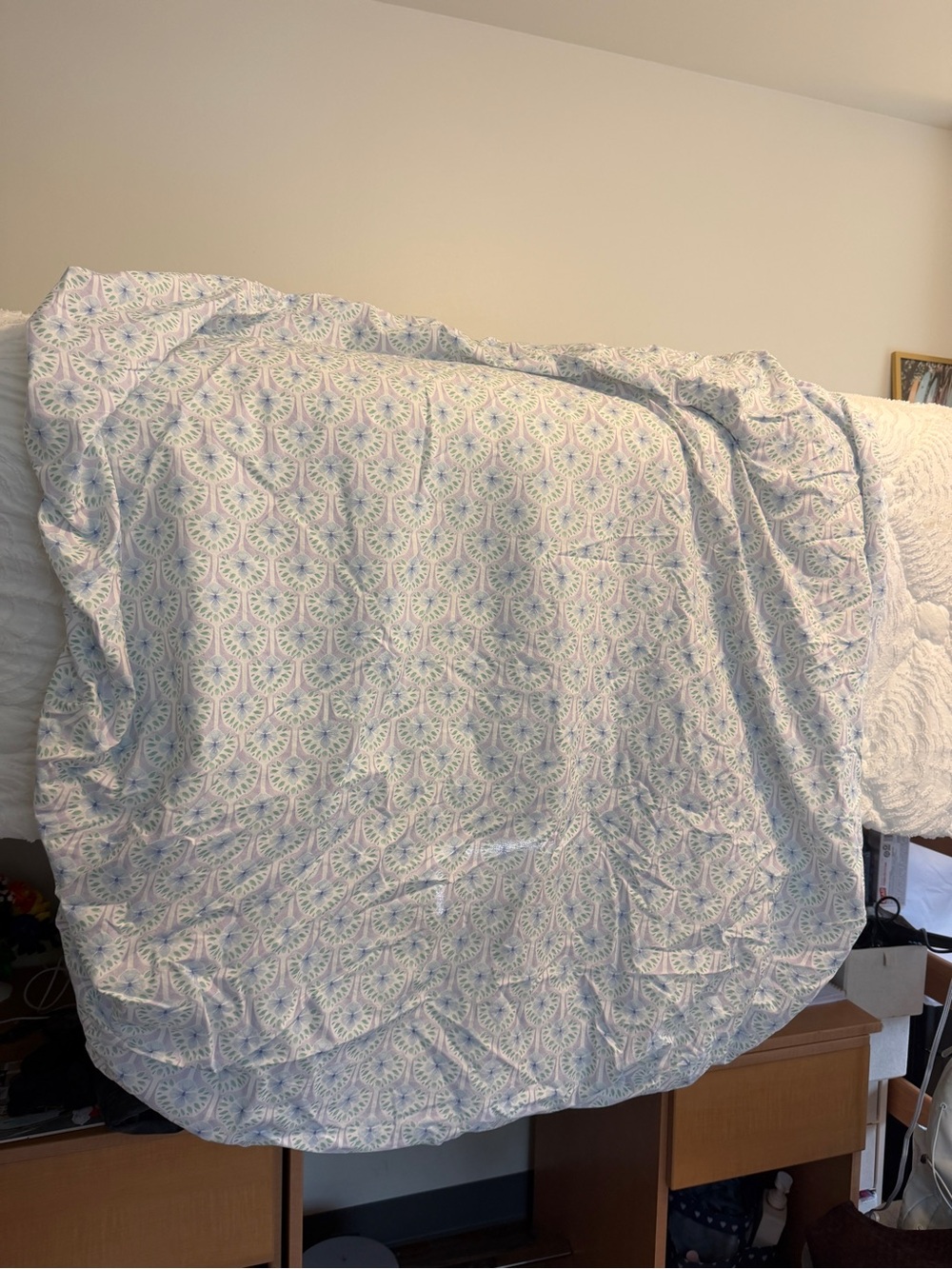 Light Pastel Fan-Print Cotton - White and Pastel- pottery barn bedding